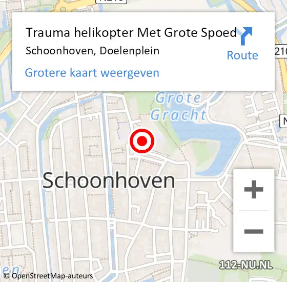 Locatie op kaart van de 112 melding: Trauma helikopter Met Grote Spoed Naar Schoonhoven, Doelenplein op 12 december 2022 09:44