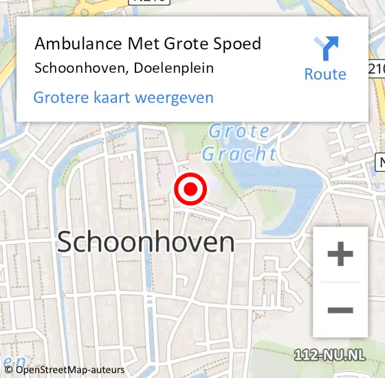 Locatie op kaart van de 112 melding: Ambulance Met Grote Spoed Naar Schoonhoven, Doelenplein op 12 december 2022 09:47