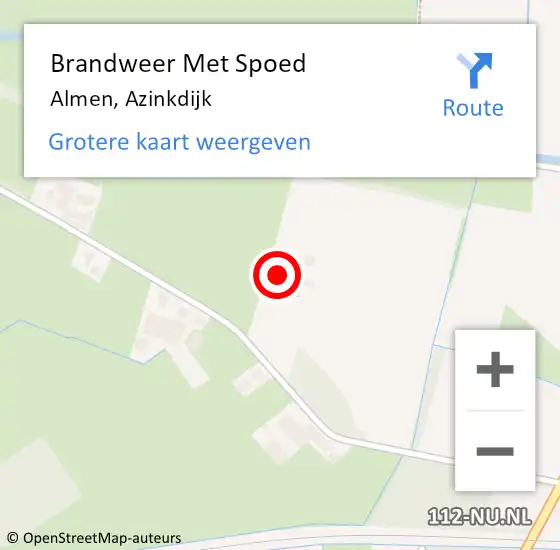 Locatie op kaart van de 112 melding: Brandweer Met Spoed Naar Almen, Azinkdijk op 12 december 2022 09:55