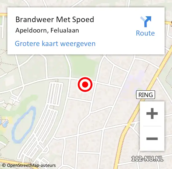 Locatie op kaart van de 112 melding: Brandweer Met Spoed Naar Apeldoorn, Felualaan op 12 december 2022 09:57