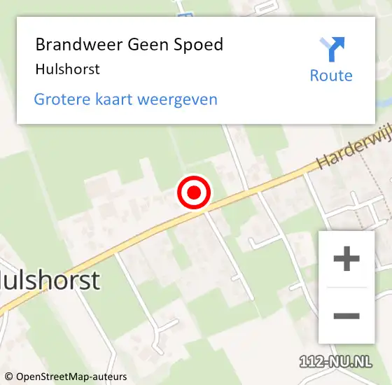 Locatie op kaart van de 112 melding: Brandweer Geen Spoed Naar Hulshorst op 12 december 2022 10:00