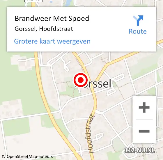 Locatie op kaart van de 112 melding: Brandweer Met Spoed Naar Gorssel, Hoofdstraat op 12 december 2022 10:01