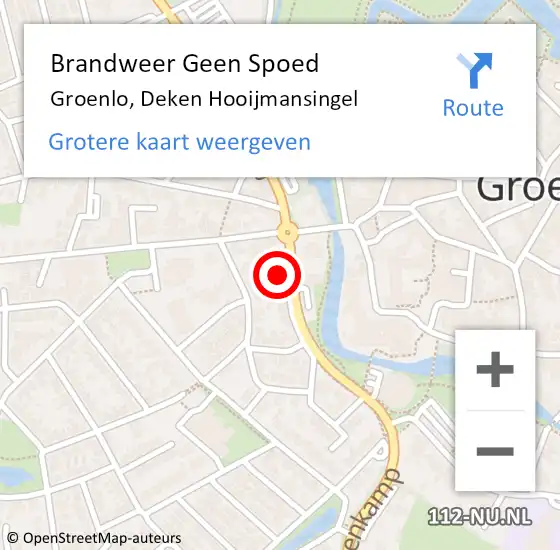 Locatie op kaart van de 112 melding: Brandweer Geen Spoed Naar Groenlo, Deken Hooijmansingel op 12 december 2022 10:05