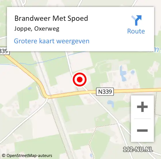 Locatie op kaart van de 112 melding: Brandweer Met Spoed Naar Joppe, Oxerweg op 12 december 2022 10:07