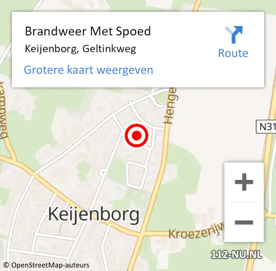 Locatie op kaart van de 112 melding: Brandweer Met Spoed Naar Keijenborg, Geltinkweg op 12 december 2022 10:09