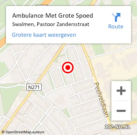 Locatie op kaart van de 112 melding: Ambulance Met Grote Spoed Naar Swalmen, Pastoor Zandersstraat op 12 december 2022 10:11