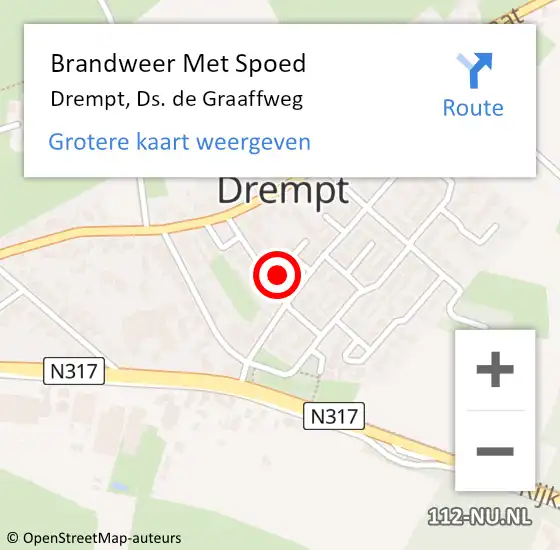 Locatie op kaart van de 112 melding: Brandweer Met Spoed Naar Drempt, Ds. de Graaffweg op 12 december 2022 10:12