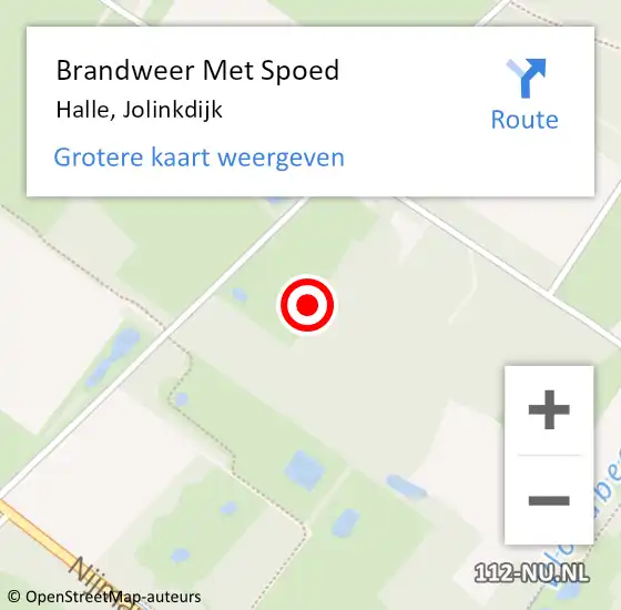 Locatie op kaart van de 112 melding: Brandweer Met Spoed Naar Halle, Jolinkdijk op 12 december 2022 10:12