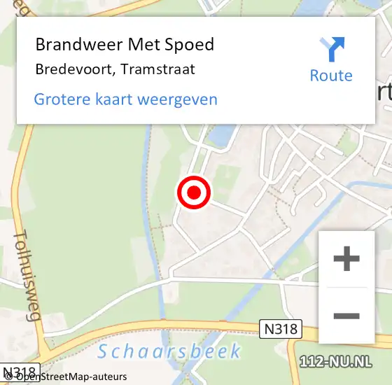 Locatie op kaart van de 112 melding: Brandweer Met Spoed Naar Bredevoort, Tramstraat op 12 december 2022 10:12