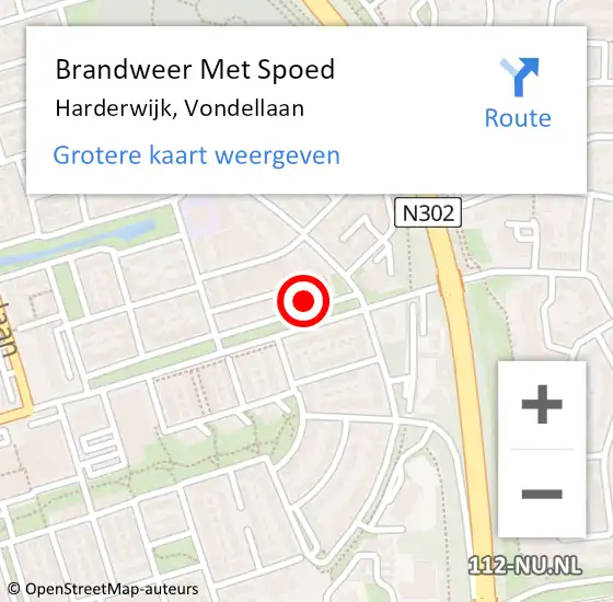 Locatie op kaart van de 112 melding: Brandweer Met Spoed Naar Harderwijk, Vondellaan op 12 december 2022 10:13