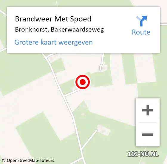 Locatie op kaart van de 112 melding: Brandweer Met Spoed Naar Bronkhorst, Bakerwaardseweg op 12 december 2022 10:14
