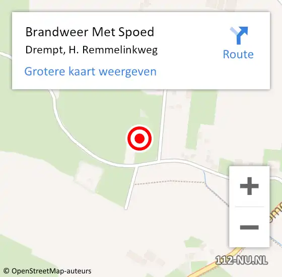 Locatie op kaart van de 112 melding: Brandweer Met Spoed Naar Drempt, H. Remmelinkweg op 12 december 2022 10:14