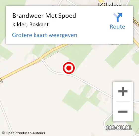 Locatie op kaart van de 112 melding: Brandweer Met Spoed Naar Kilder, Boskant op 12 december 2022 10:16