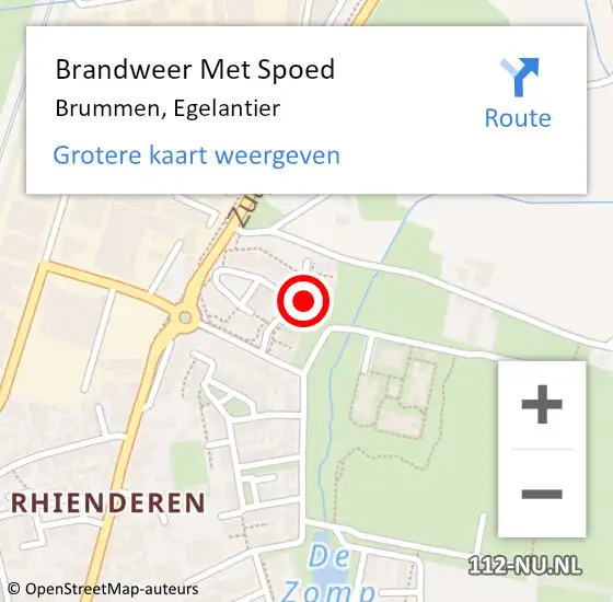 Locatie op kaart van de 112 melding: Brandweer Met Spoed Naar Brummen, Egelantier op 12 december 2022 10:18