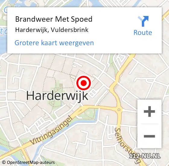 Locatie op kaart van de 112 melding: Brandweer Met Spoed Naar Harderwijk, Vuldersbrink op 12 december 2022 10:18