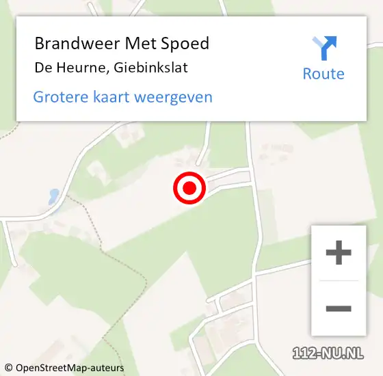 Locatie op kaart van de 112 melding: Brandweer Met Spoed Naar De Heurne, Giebinkslat op 12 december 2022 10:21