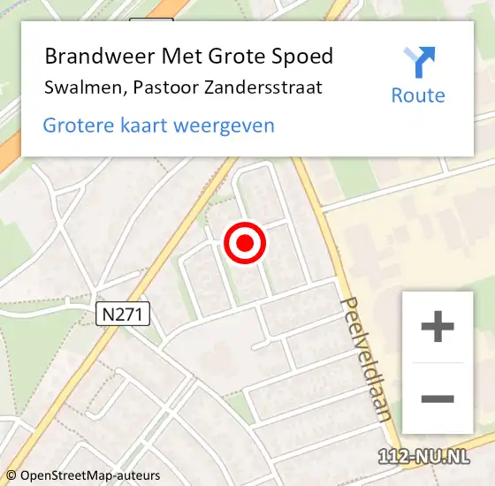 Locatie op kaart van de 112 melding: Brandweer Met Grote Spoed Naar Swalmen, Pastoor Zandersstraat op 12 december 2022 10:26