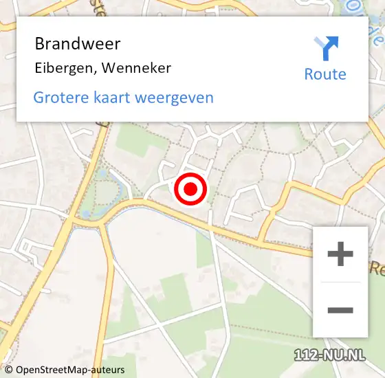 Locatie op kaart van de 112 melding: Brandweer Eibergen, Wenneker op 12 december 2022 10:28
