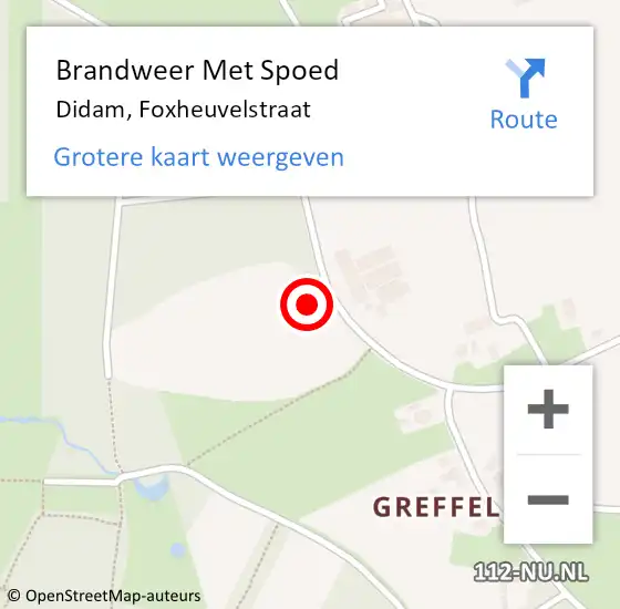 Locatie op kaart van de 112 melding: Brandweer Met Spoed Naar Didam, Foxheuvelstraat op 12 december 2022 10:32