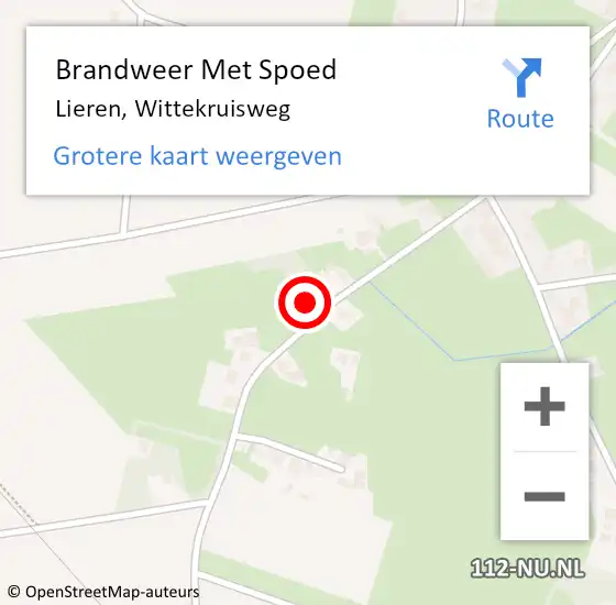 Locatie op kaart van de 112 melding: Brandweer Met Spoed Naar Lieren, Wittekruisweg op 12 december 2022 10:32