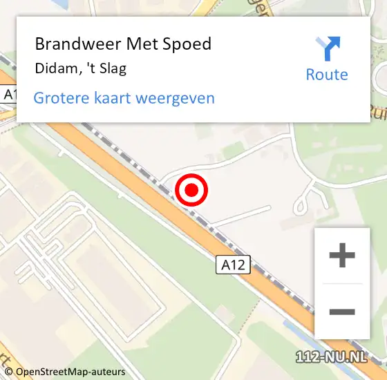 Locatie op kaart van de 112 melding: Brandweer Met Spoed Naar Didam, 't Slag op 12 december 2022 10:32