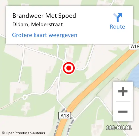 Locatie op kaart van de 112 melding: Brandweer Met Spoed Naar Didam, Melderstraat op 12 december 2022 10:33