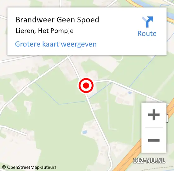 Locatie op kaart van de 112 melding: Brandweer Geen Spoed Naar Lieren, Het Pompje op 12 december 2022 10:34