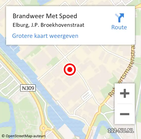 Locatie op kaart van de 112 melding: Brandweer Met Spoed Naar Elburg, J.P. Broekhovenstraat op 12 december 2022 10:34