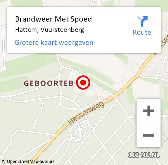 Locatie op kaart van de 112 melding: Brandweer Met Spoed Naar Hattem, Vuursteenberg op 12 december 2022 10:35