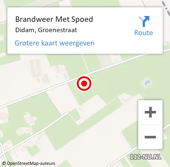 Locatie op kaart van de 112 melding: Brandweer Met Spoed Naar Didam, Groenestraat op 12 december 2022 10:35