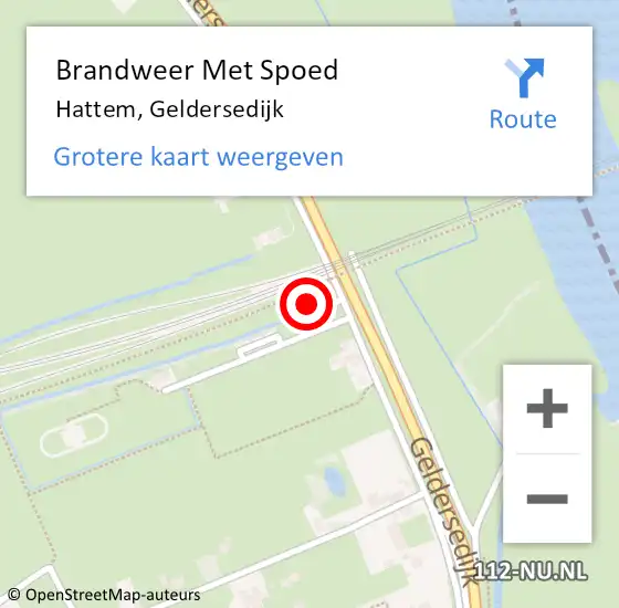 Locatie op kaart van de 112 melding: Brandweer Met Spoed Naar Hattem, Geldersedijk op 12 december 2022 10:36