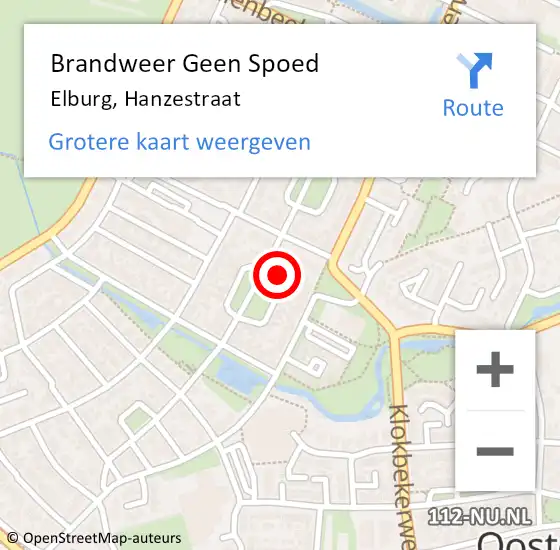 Locatie op kaart van de 112 melding: Brandweer Geen Spoed Naar Elburg, Hanzestraat op 12 december 2022 10:37