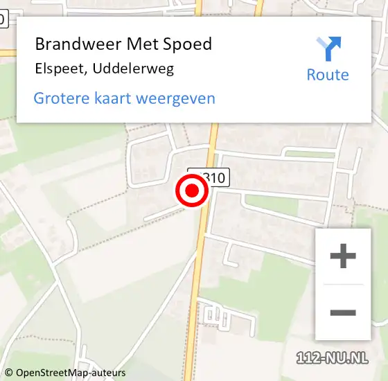 Locatie op kaart van de 112 melding: Brandweer Met Spoed Naar Elspeet, Uddelerweg op 12 december 2022 10:38