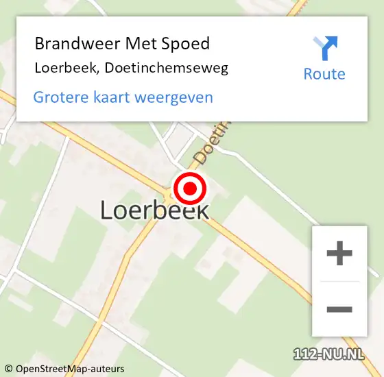 Locatie op kaart van de 112 melding: Brandweer Met Spoed Naar Loerbeek, Doetinchemseweg op 12 december 2022 10:39