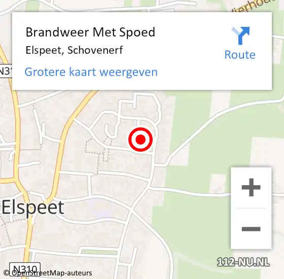 Locatie op kaart van de 112 melding: Brandweer Met Spoed Naar Elspeet, Schovenerf op 12 december 2022 10:40