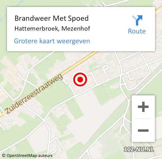 Locatie op kaart van de 112 melding: Brandweer Met Spoed Naar Hattemerbroek, Mezenhof op 12 december 2022 10:40