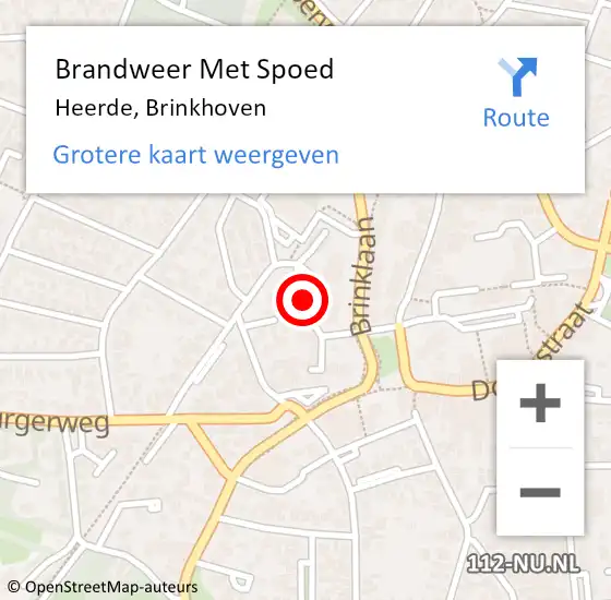 Locatie op kaart van de 112 melding: Brandweer Met Spoed Naar Heerde, Brinkhoven op 12 december 2022 10:42