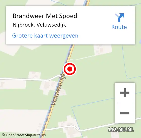Locatie op kaart van de 112 melding: Brandweer Met Spoed Naar Nijbroek, Veluwsedijk op 12 december 2022 10:46