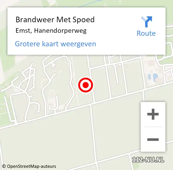 Locatie op kaart van de 112 melding: Brandweer Met Spoed Naar Emst, Hanendorperweg op 12 december 2022 10:48