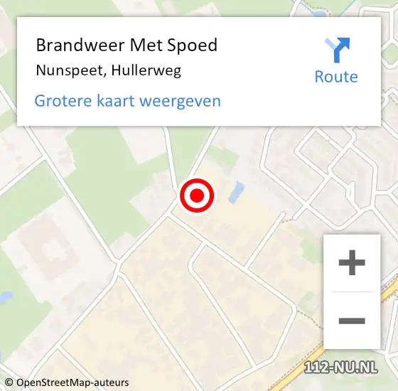 Locatie op kaart van de 112 melding: Brandweer Met Spoed Naar Nunspeet, Hullerweg op 12 december 2022 10:50