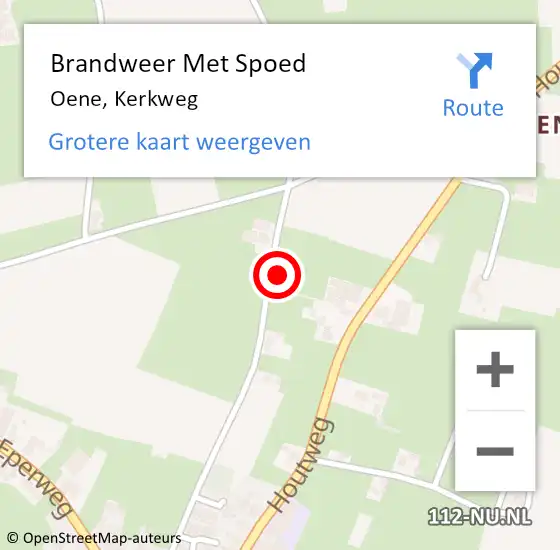 Locatie op kaart van de 112 melding: Brandweer Met Spoed Naar Oene, Kerkweg op 12 december 2022 10:53