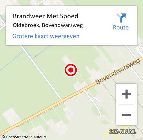 Locatie op kaart van de 112 melding: Brandweer Met Spoed Naar Oldebroek, Bovendwarsweg op 12 december 2022 10:57