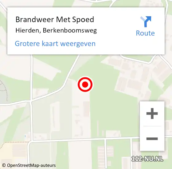 Locatie op kaart van de 112 melding: Brandweer Met Spoed Naar Hierden, Berkenboomsweg op 12 december 2022 11:01