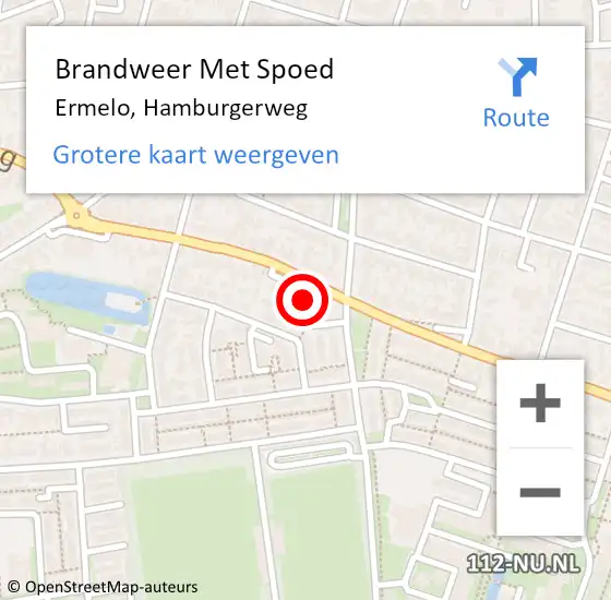 Locatie op kaart van de 112 melding: Brandweer Met Spoed Naar Ermelo, Hamburgerweg op 12 december 2022 11:02