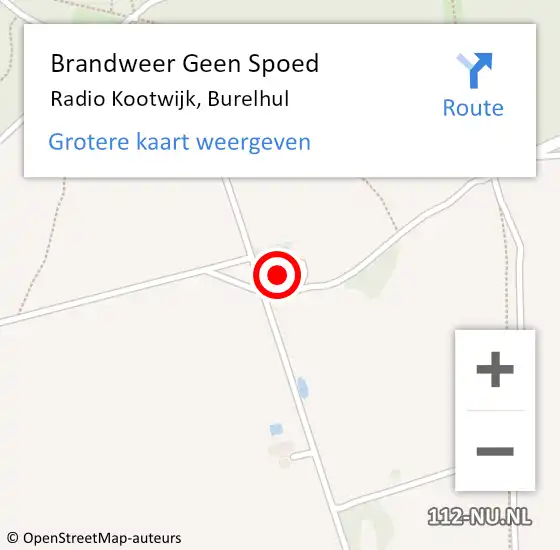Locatie op kaart van de 112 melding: Brandweer Geen Spoed Naar Radio Kootwijk, Burelhul op 12 december 2022 11:08