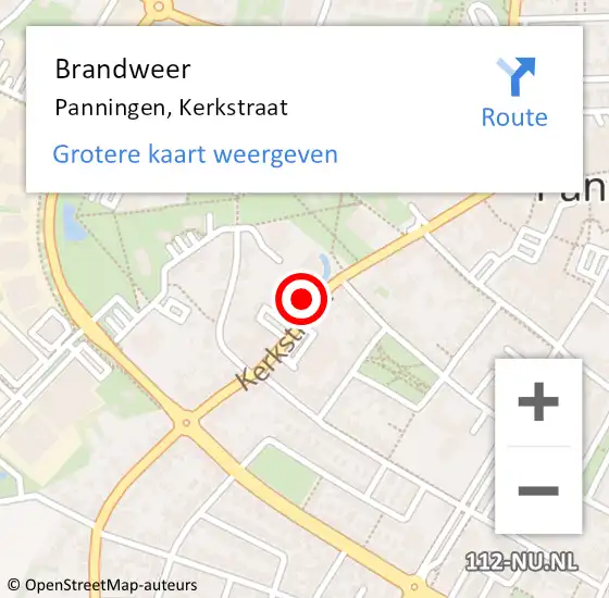 Locatie op kaart van de 112 melding: Brandweer Panningen, Kerkstraat op 12 december 2022 11:19