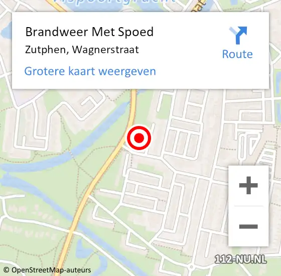 Locatie op kaart van de 112 melding: Brandweer Met Spoed Naar Zutphen, Wagnerstraat op 12 december 2022 11:19