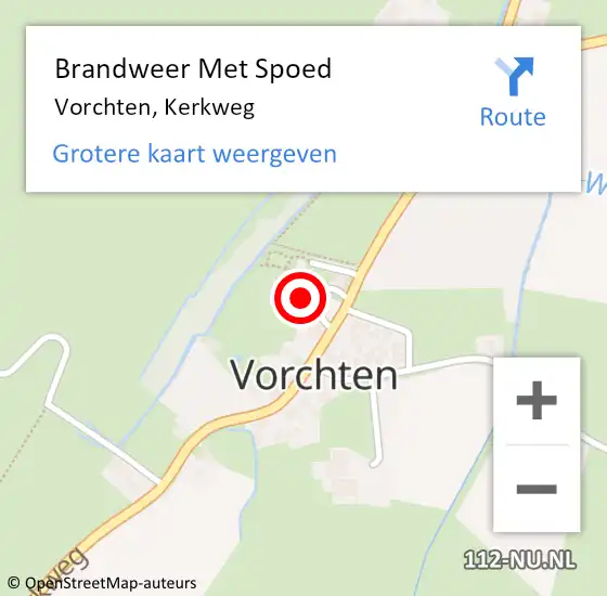 Locatie op kaart van de 112 melding: Brandweer Met Spoed Naar Vorchten, Kerkweg op 12 december 2022 11:20