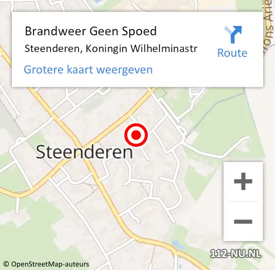 Locatie op kaart van de 112 melding: Brandweer Geen Spoed Naar Steenderen, Koningin Wilhelminastr op 12 december 2022 11:21