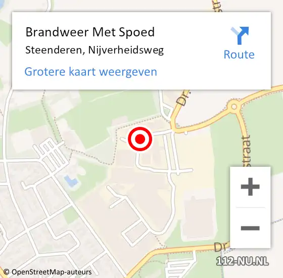Locatie op kaart van de 112 melding: Brandweer Met Spoed Naar Steenderen, Nijverheidsweg op 12 december 2022 11:24
